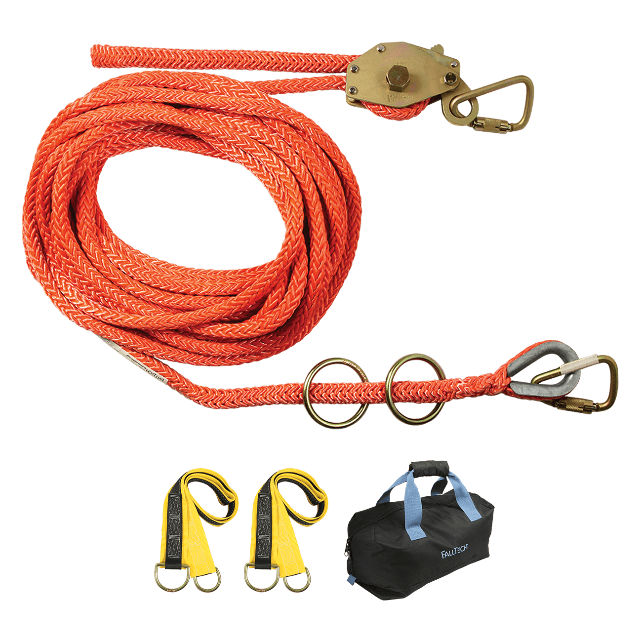FallTech 100' Temporary Rope HLL System; 2-person Hollow-core Polyester Rope - 770001