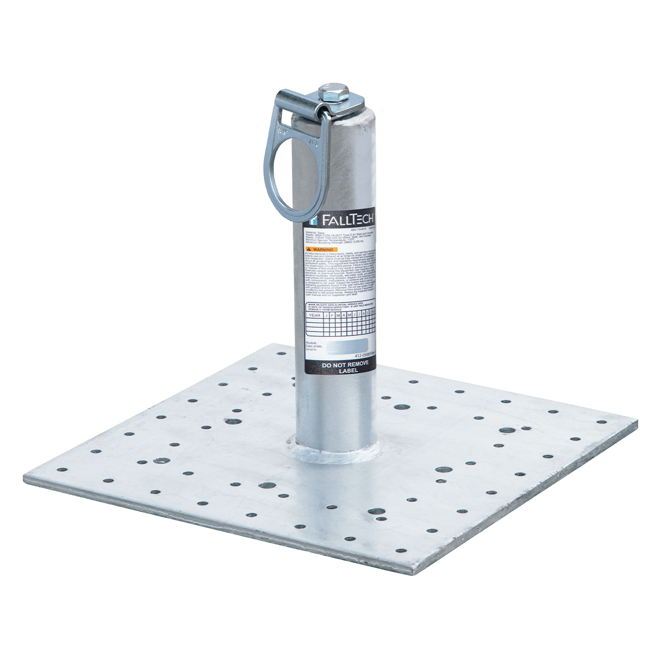 FallTech 12" Post Anchor with Swivel D-ring for Wood Concrete and Steel - 78012WCSSD