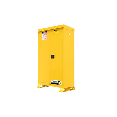 Justrite Outdoor Flammable Safety Cabinet - Cap. 45 Gallons - 2 Shelves - 2 Manual-Close Doors - Yellow - 814500