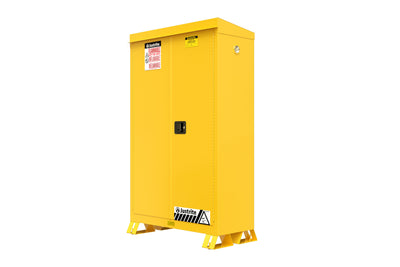 Justrite Outdoor Flammable Safety Cabinet - Cap. 45 Gallons - 2 Shelves - 2 Manual-Close Doors - Yellow - 814500