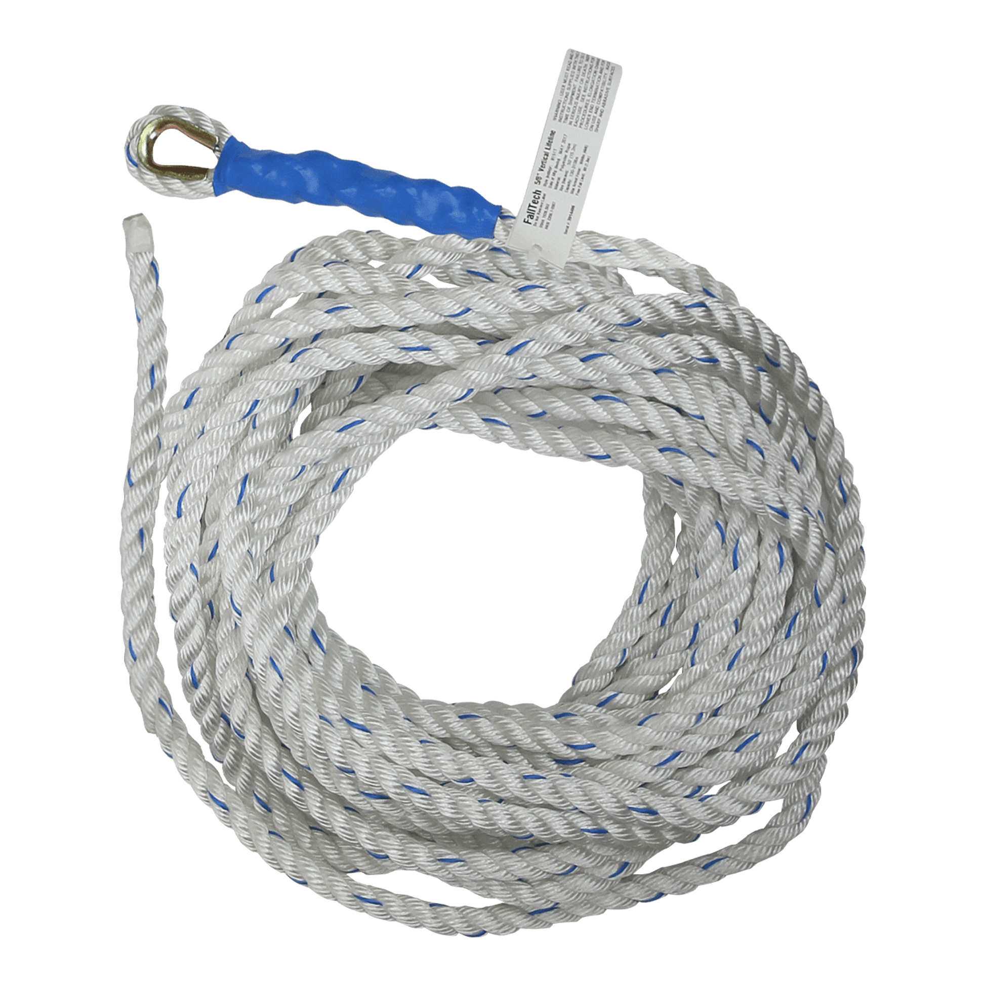 FallTech 50' 50' Premium Vertical Lifeline with Thimble-eye and Taped End - 8151T