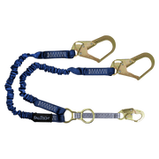 FallTech 4½' to 6' ElasTech Energy Absorbing Lanyard Double-leg with SRL D-ring and Steel Rebar Hooks - 8240Y32D