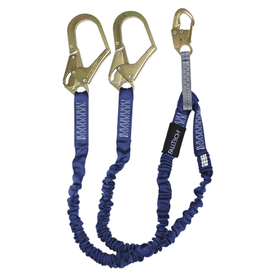 FallTech 4½' to 6' ElasTech Energy Absorbing Lanyard Double-leg with Steel Connectors - 8240Y3