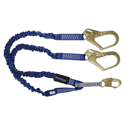 FallTech 4½' to 6' ElasTech Energy Absorbing Lanyard Double-leg with Steel Connectors - 8240Y3