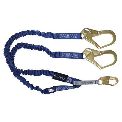 FallTech 41/2' to 6' ElasTech Energy Absorbing Lanyard Double-leg with Steel Connectors - 8240Y3