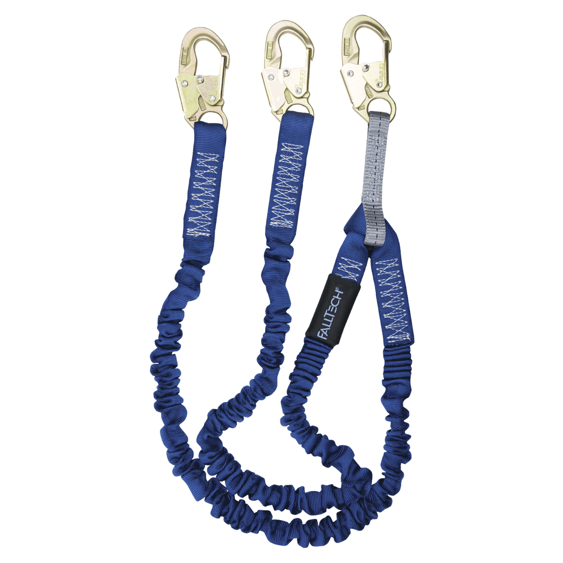FallTech 4½' to 6' ElasTech Energy Absorbing Lanyard Double-leg with Steel Snap Hooks - 8240Y