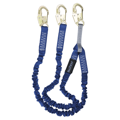 FallTech 4½' to 6' ElasTech Energy Absorbing Lanyard Double-leg with Steel Snap Hooks - 8240Y