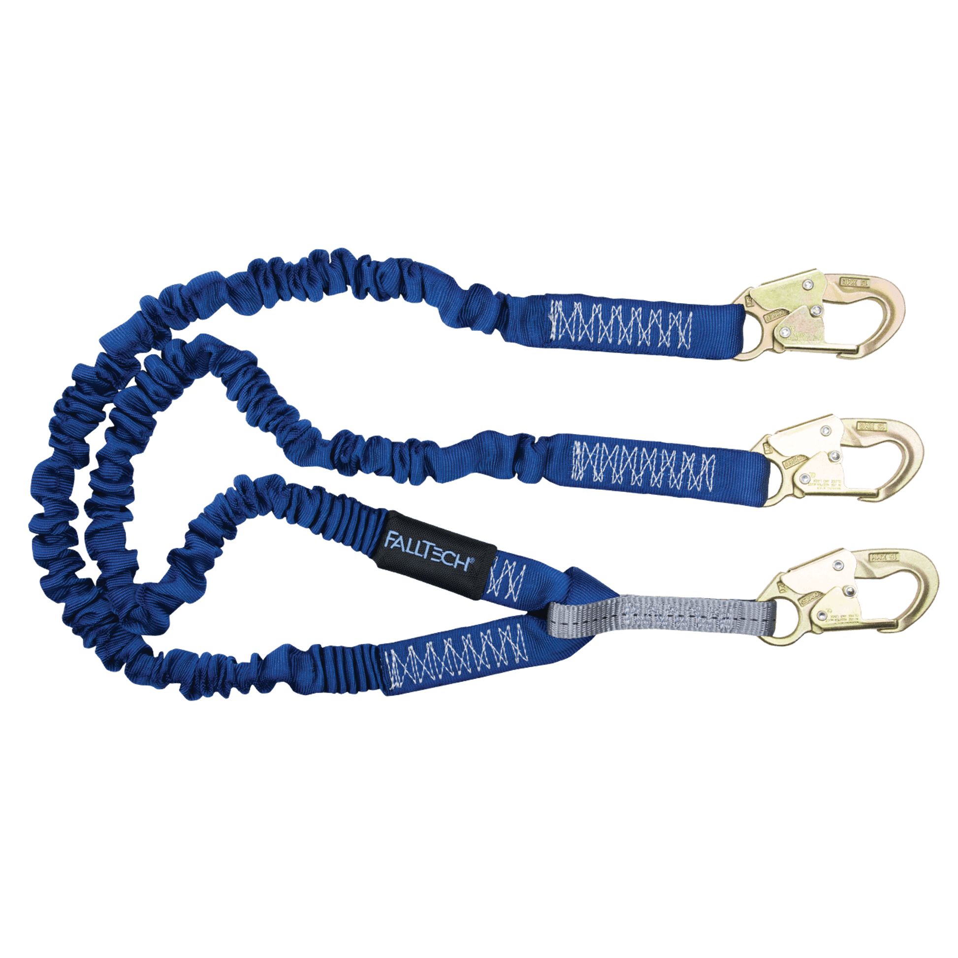 FallTech 4½' to 6' ElasTech Energy Absorbing Lanyard Double-leg with Steel Snap Hooks - 8240Y