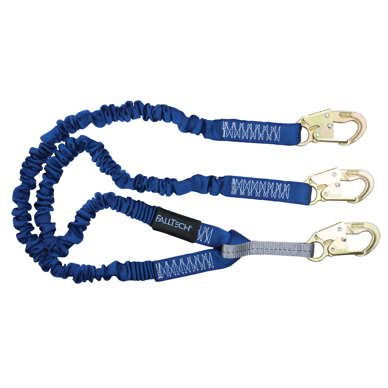 FallTech 4½' to 6' ElasTech Energy Absorbing Lanyard Double-leg with Steel Snap Hooks - 8240Y