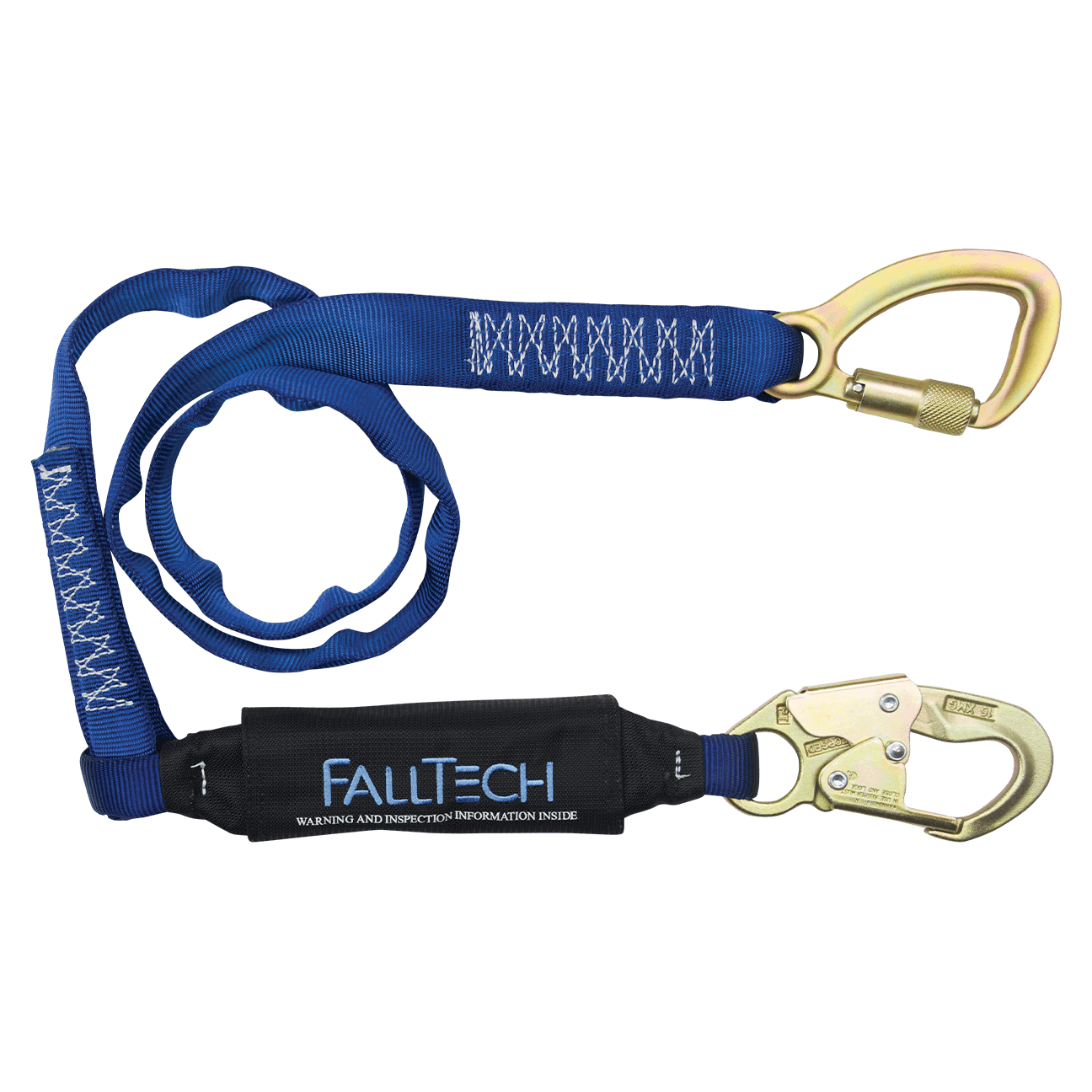 FallTech 6' WrapTech Energy Absorbing Lanyard Single-leg with Steel 5k Tie-back Carabiner - 8241