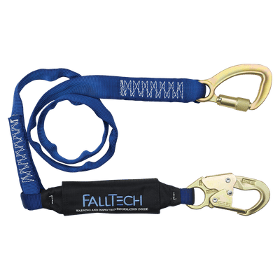 FallTech 6' WrapTech Energy Absorbing Lanyard Single-leg with Steel 5k Tie-back Carabiner - 8241