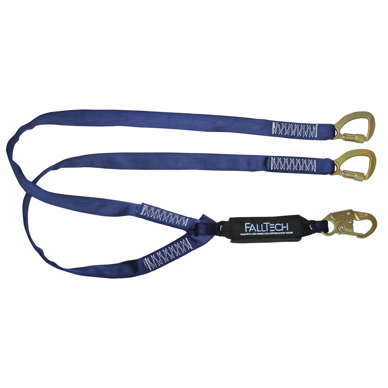 FallTech 6' WrapTech Energy Absorbing Lanyard Double-leg with Steel 5k Tie-back Carabiners - 8241Y