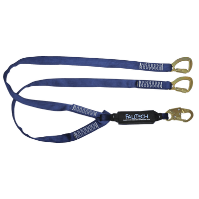 FallTech 6' WrapTech Energy Absorbing Lanyard Double-leg with Steel 5k Tie-back Carabiners - 8241Y