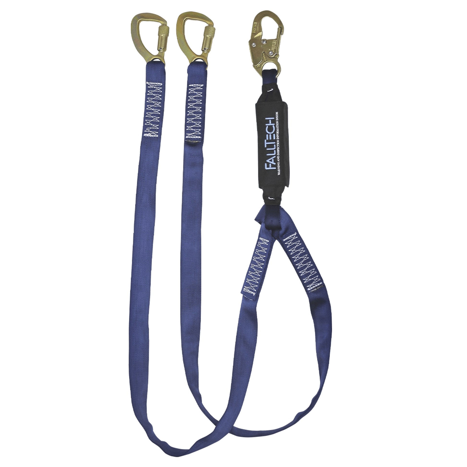 FallTech 6' WrapTech Energy Absorbing Lanyard Double-leg with Steel 5k Tie-back Carabiners - 8241Y
