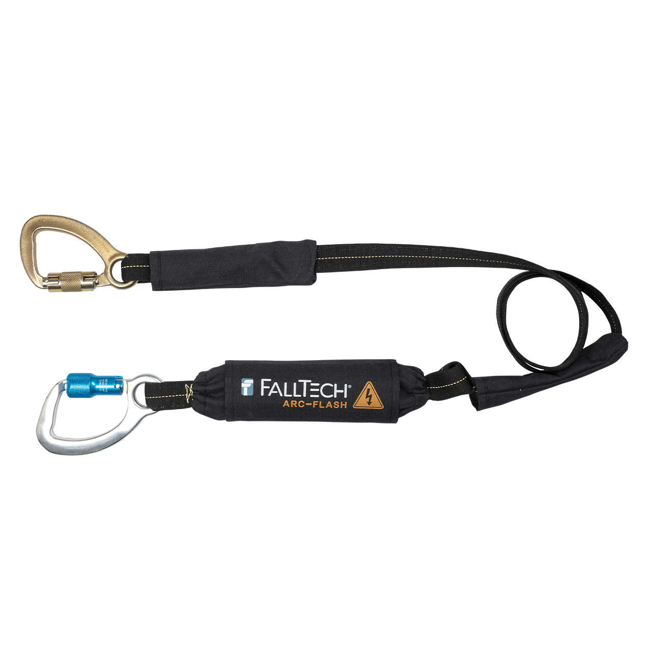 FallTech 6' Arc Flash Energy Absorbing Lanyard Single-leg w/ Aluminum CE Carabiner and Steel 5k Carabiner - 82426