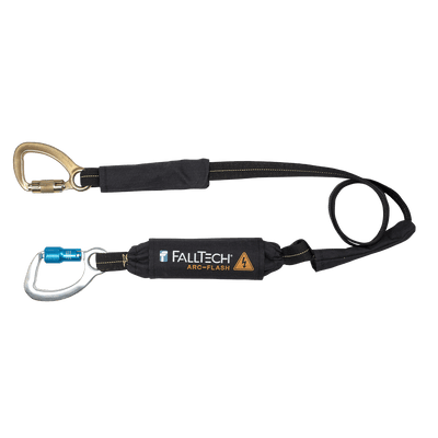 FallTech 6' Arc Flash Energy Absorbing Lanyard Single-leg w/ Aluminum CE Carabiner and Steel 5k Carabiner - 82426