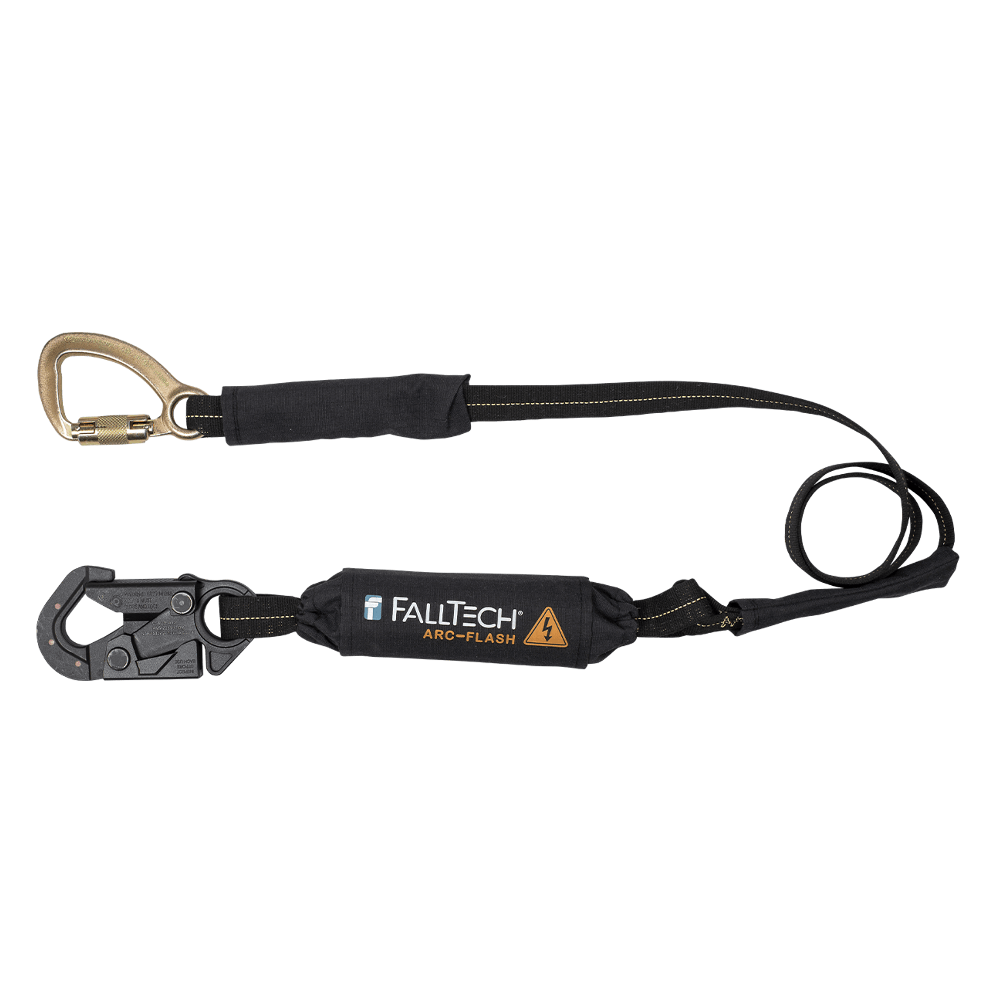 FallTech 6' Arc Flash Energy Absorbing Lanyard Single-leg w/ Dielectric Snap Hook and Steel 5k Carabiner - 8242AFD