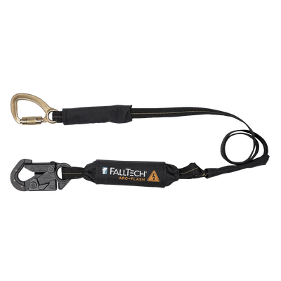 FallTech 6' Arc Flash Energy Absorbing Lanyard Single-leg w/ Dielectric Snap Hook and Steel 5k Carabiner - 8242AFD