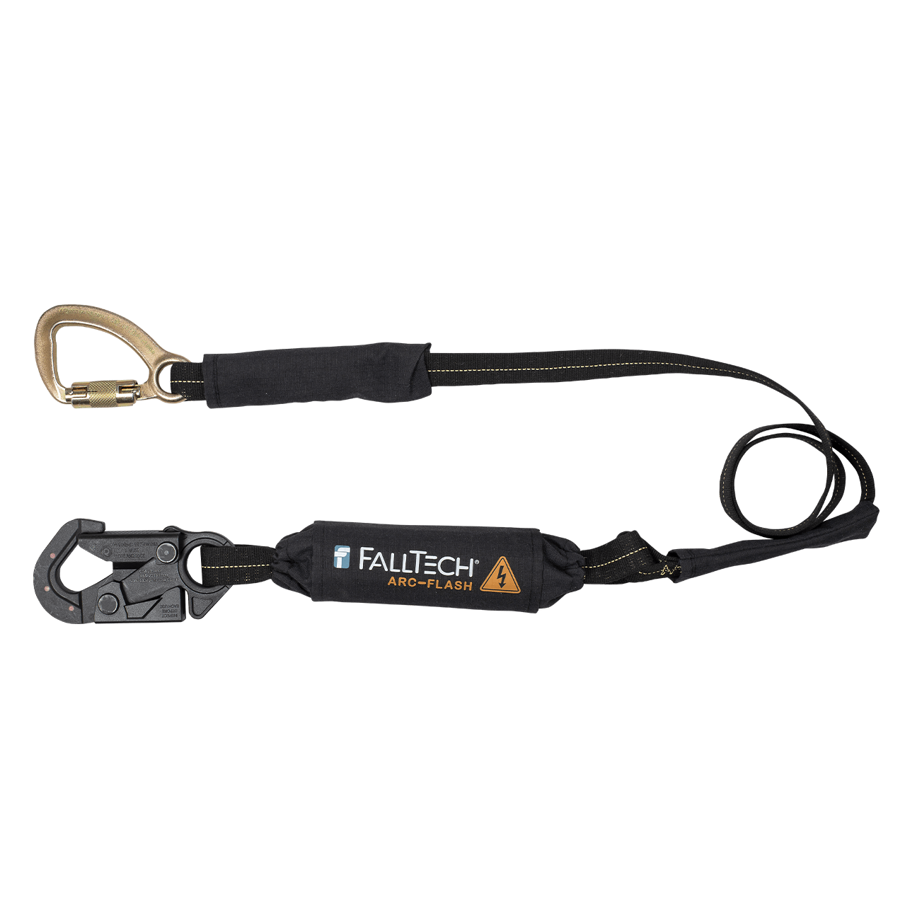 FallTech 6' Arc Flash Energy Absorbing Lanyard Single-leg w/ Dielectric Snap Hook and Steel 5k Carabiner - 8242AFD