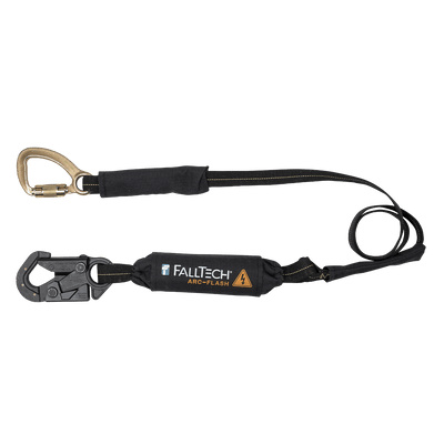 FallTech 6' Arc Flash Energy Absorbing Lanyard Single-leg w/ Dielectric Snap Hook and Steel 5k Carabiner - 8242AFD
