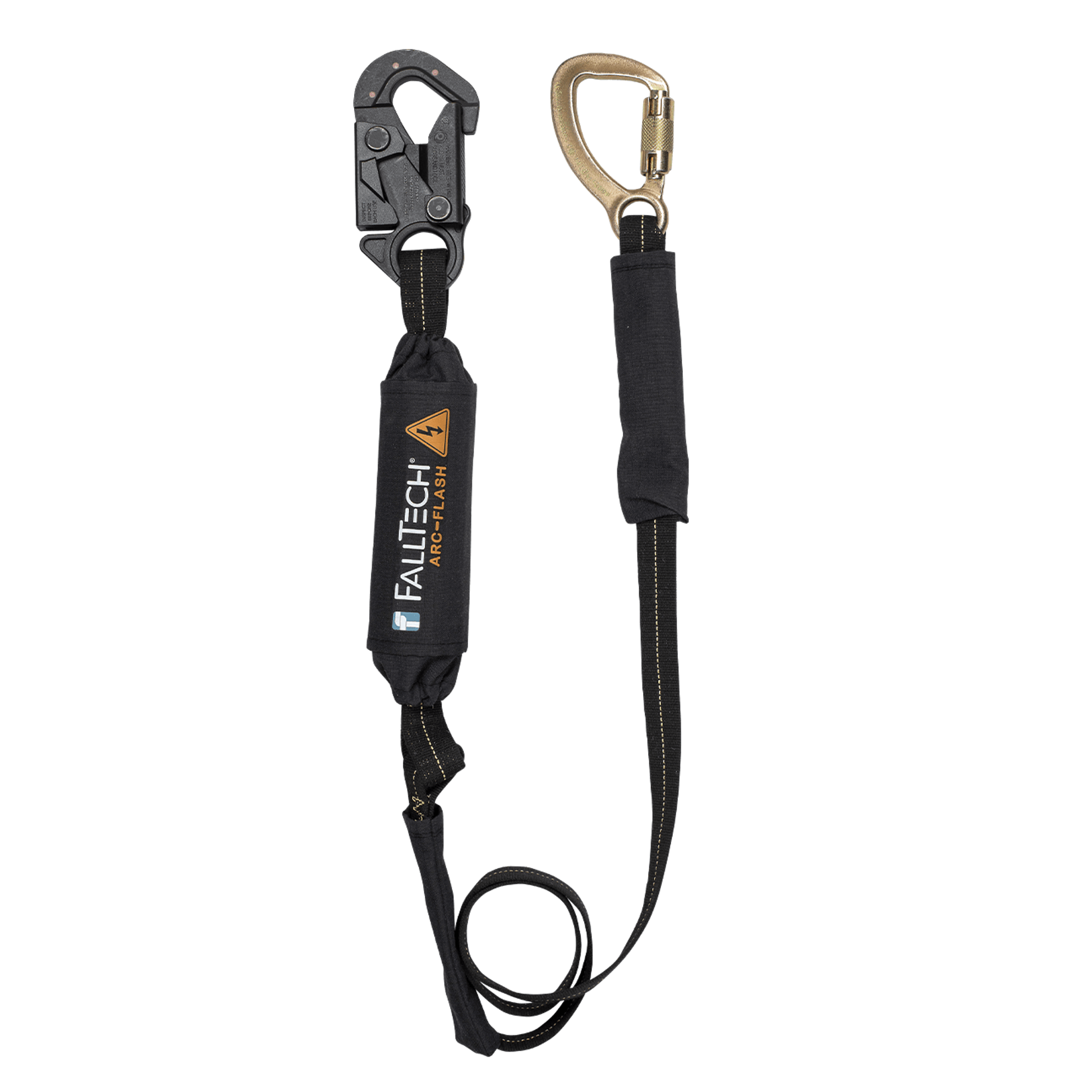 FallTech 6' Arc Flash Energy Absorbing Lanyard Single-leg w/ Dielectric Snap Hook and Steel 5k Carabiner - 8242AFD