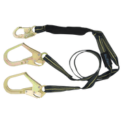 FallTech 6' WeldTech Kevlar Energy Absorbing Lanyard Double-leg with Steel Rebar Hooks - 8242Y3