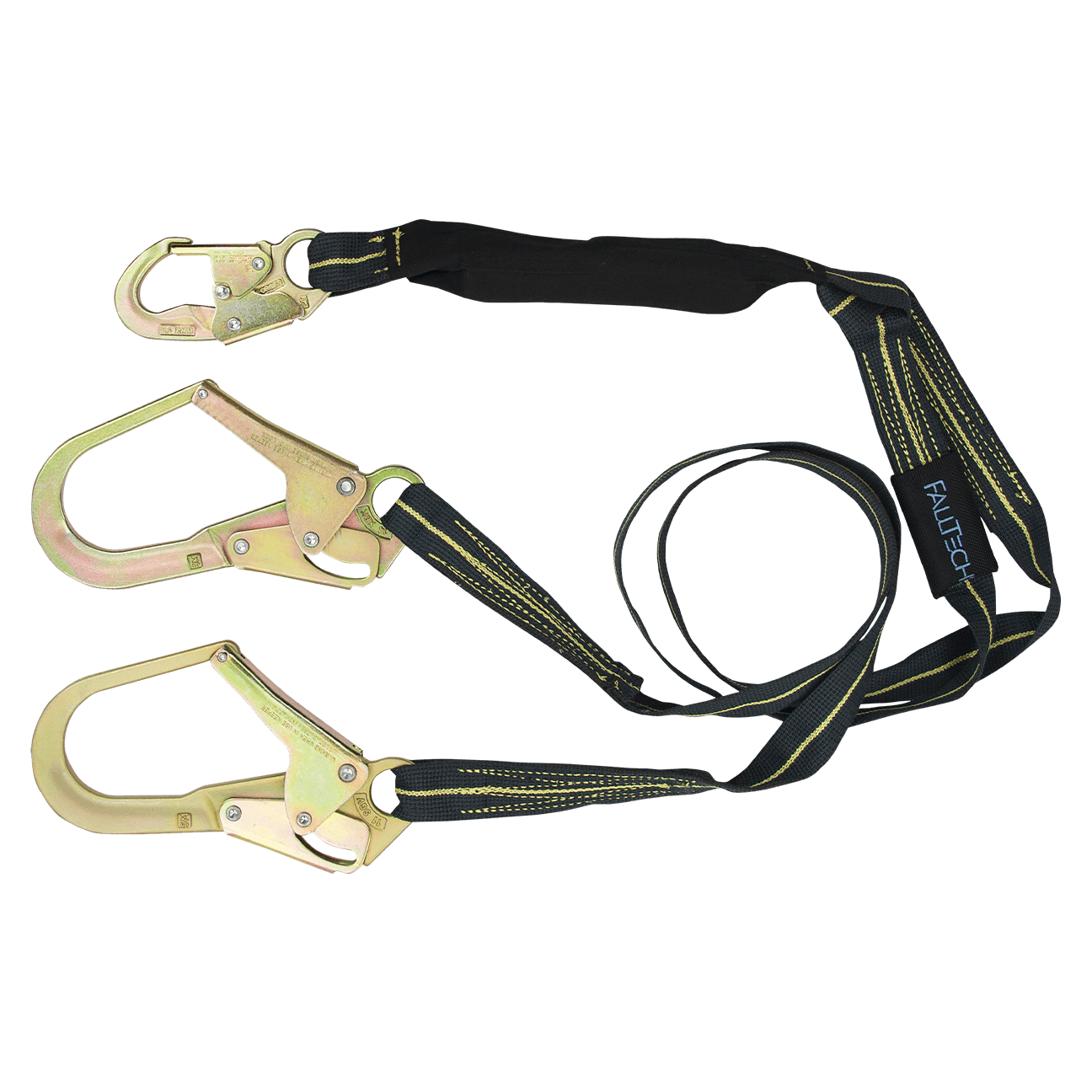 FallTech 6' WeldTech Kevlar Energy Absorbing Lanyard Double-leg with Steel Rebar Hooks - 8242Y3
