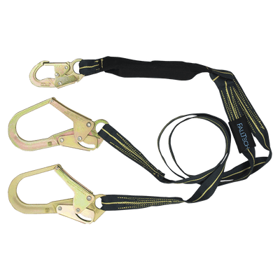 FallTech 6' WeldTech Kevlar Energy Absorbing Lanyard Double-leg with Steel Rebar Hooks - 8242Y3