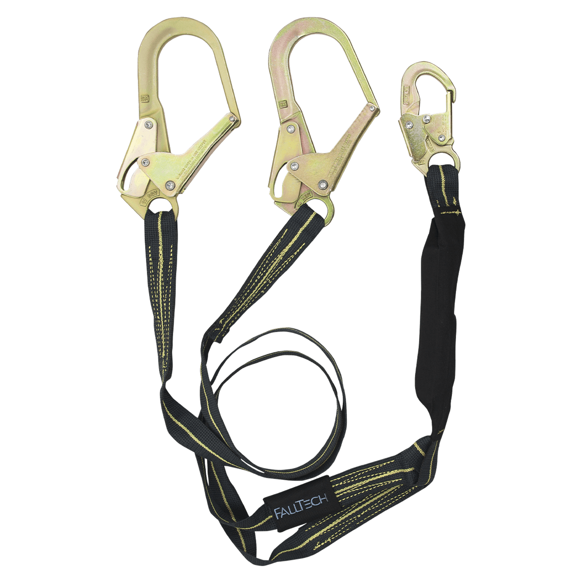FallTech 6' WeldTech Kevlar Energy Absorbing Lanyard Double-leg with Steel Rebar Hooks - 8242Y3