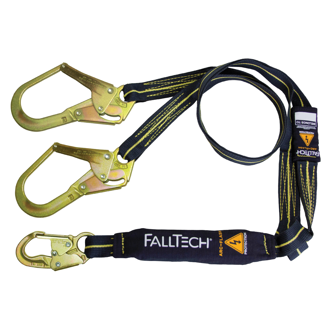 FallTech 6' Arc Flash Energy Absorbing Lanyard Double-leg with Steel Connectors - 8242Y3AF
