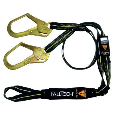 FallTech 6' Arc Flash Energy Absorbing Lanyard Double-leg with Choke-loop with Steel Rebar Hooks - 8242Y3L