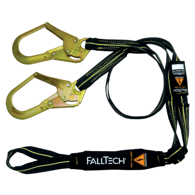 FallTech 6' Arc Flash Energy Absorbing Lanyard Double-leg with Choke-loop with Steel Rebar Hooks - 8242Y3L