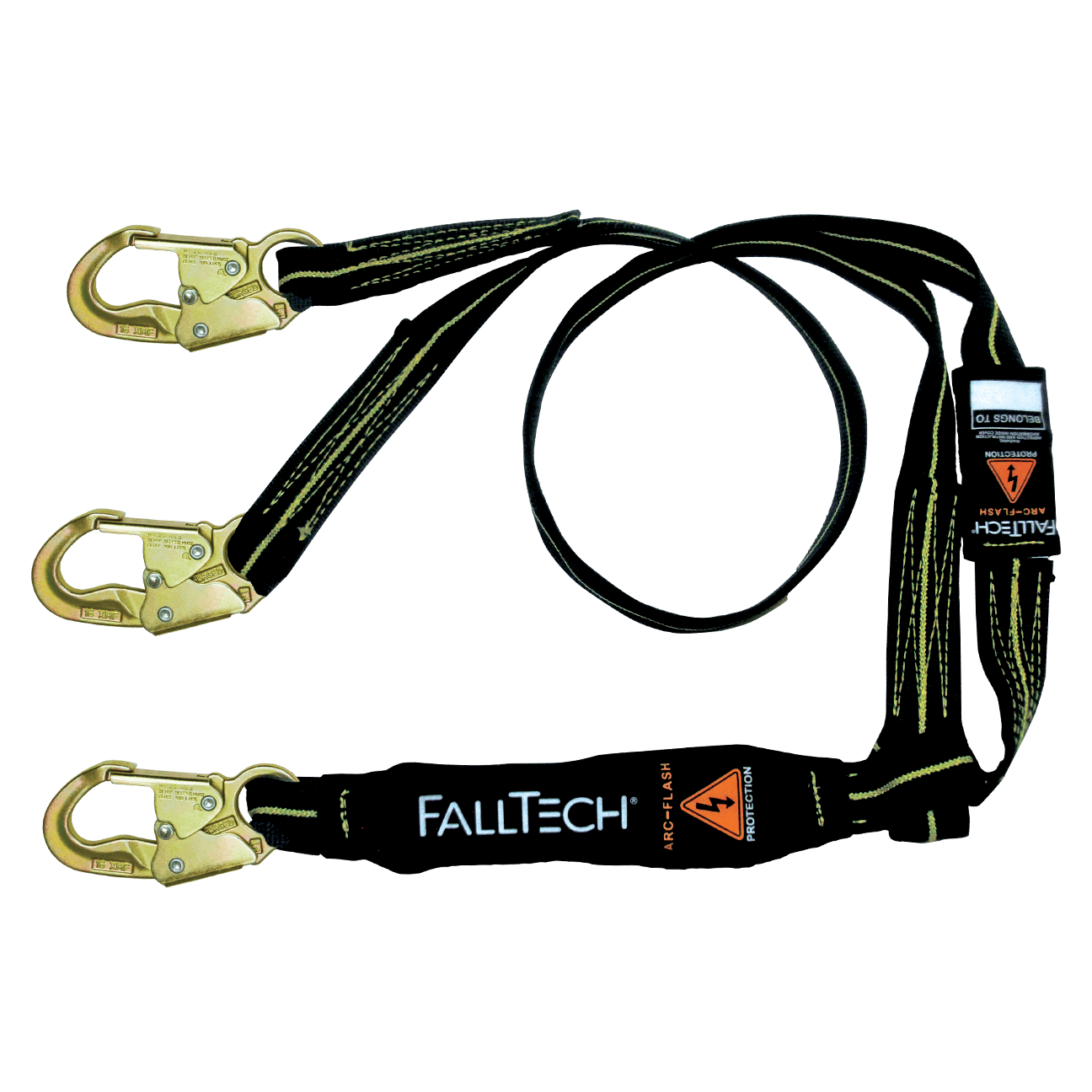 FallTech 6' Arc Flash Energy Absorbing Lanyard Double-leg with Steel Snap Hooks - 8242YAF