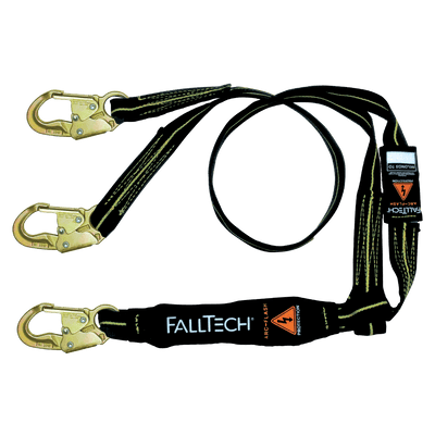 FallTech 6' Arc Flash Energy Absorbing Lanyard Double-leg with Steel Snap Hooks - 8242YAF