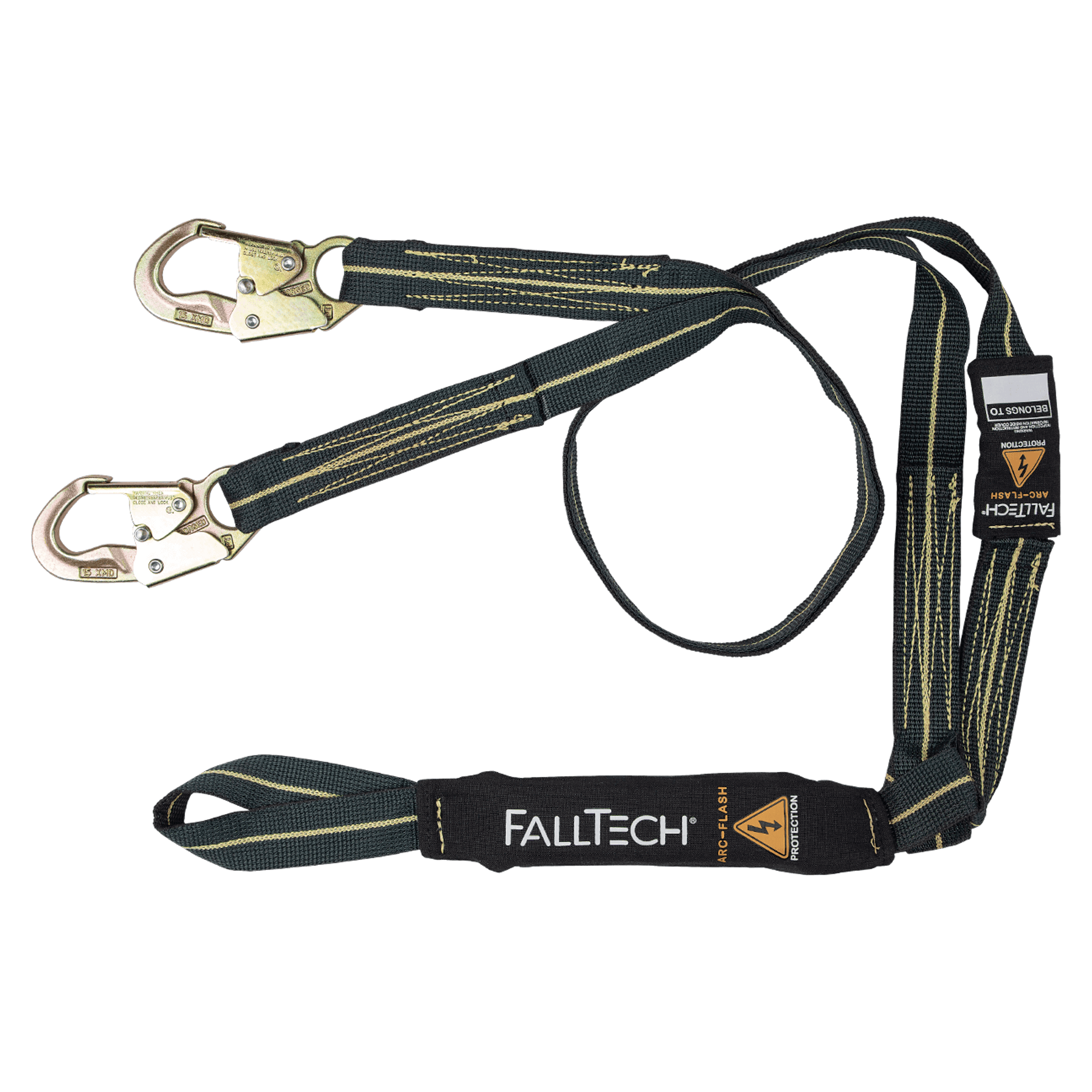 FallTech 6' Arc Flash Energy Absorbing Lanyard Double-leg with Choke-loop with Steel Snap Hooks - 8242YL