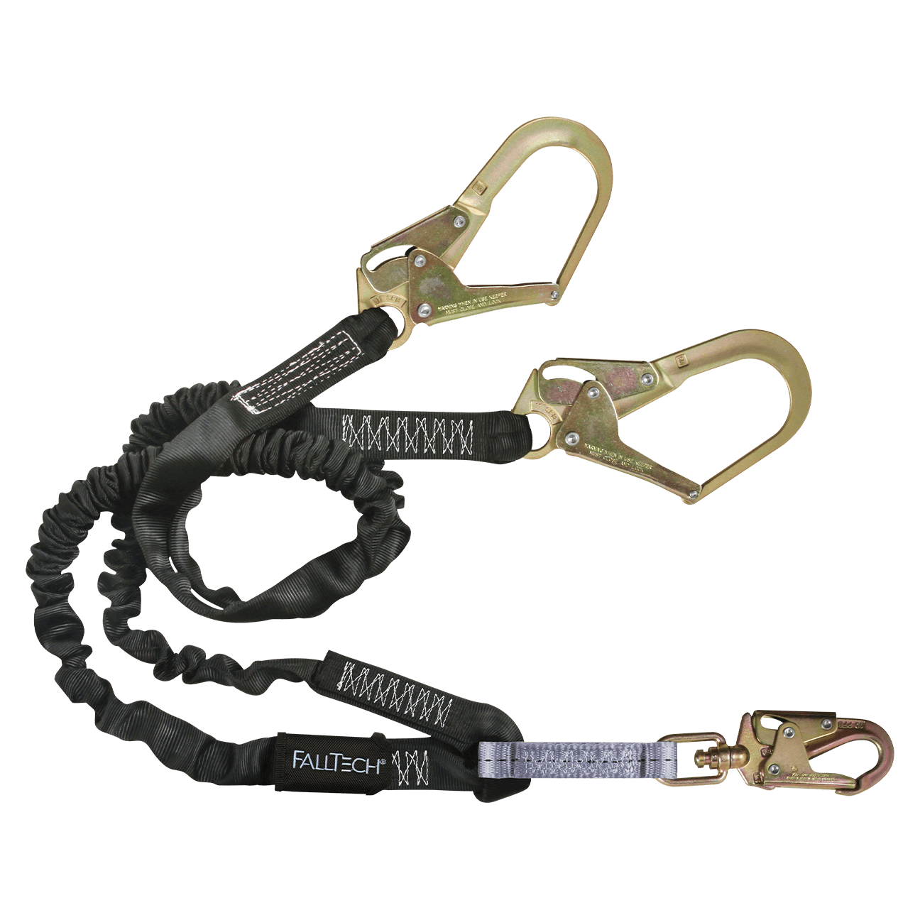 FallTech 6' Heavyweight Energy Absorbing Lanyard Double-leg with Steel Connectors - 8246Y3
