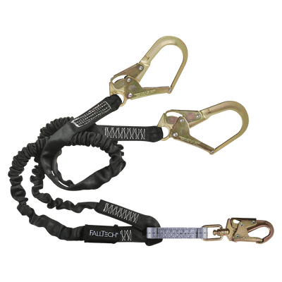 FallTech 6' Heavyweight Energy Absorbing Lanyard Double-leg with Steel Connectors - 8246Y3