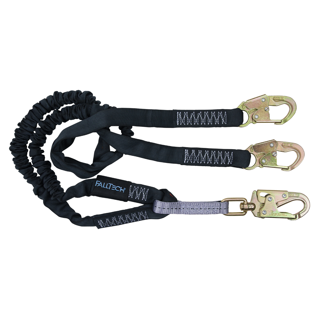 FallTech 6' Heavyweight Energy Absorbing Lanyard Double-leg with Steel Snap Hooks - 8246Y