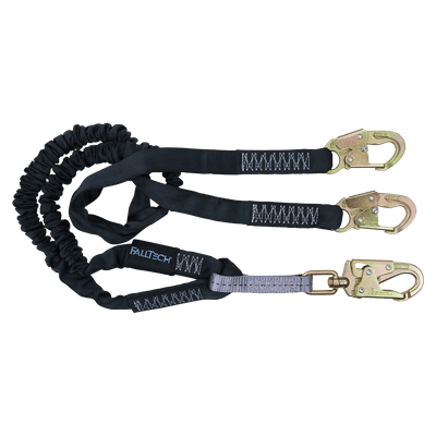 FallTech 6' Heavyweight Energy Absorbing Lanyard Double-leg with Steel Snap Hooks - 8246Y