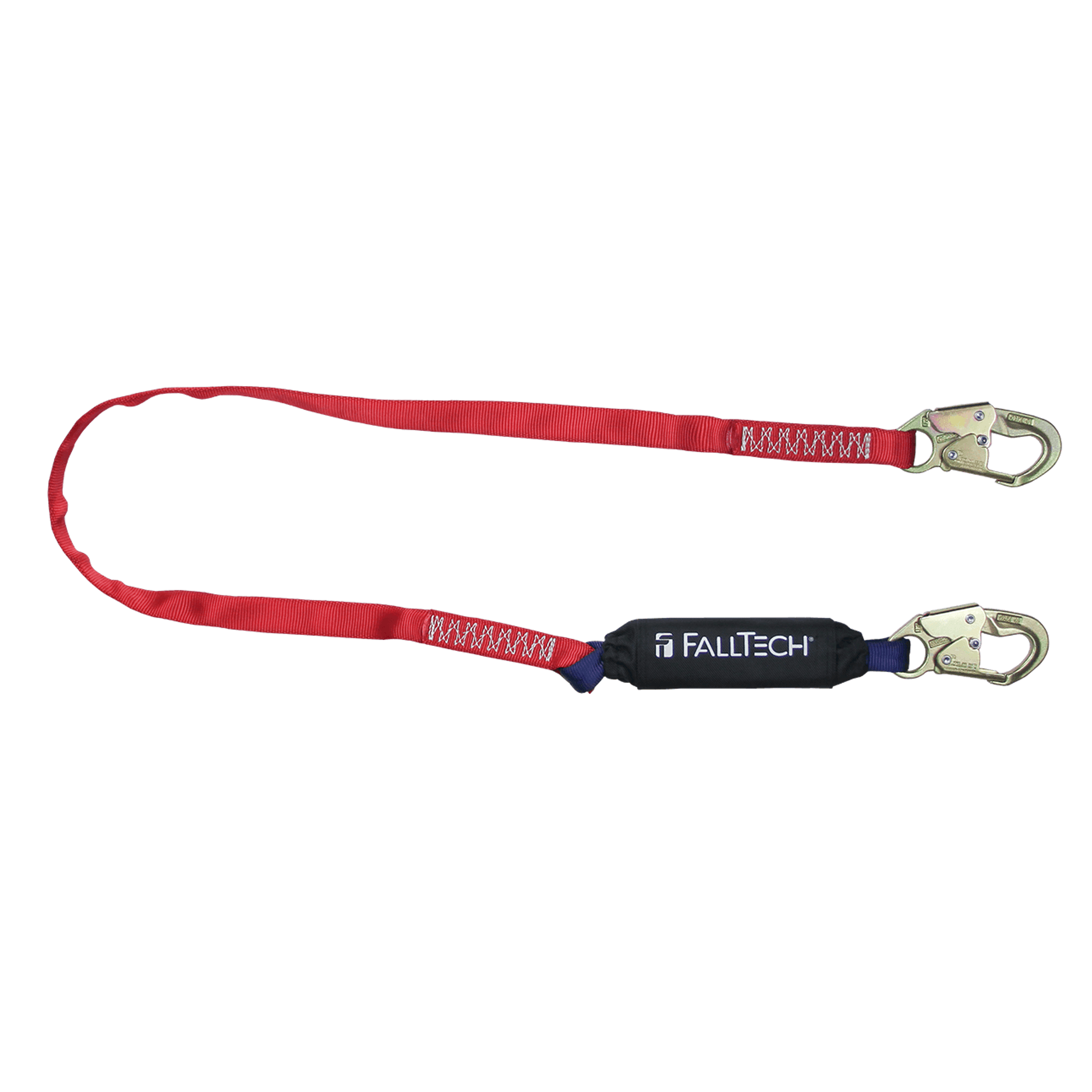 FallTech 6' Ironman 12' free fall Energy Absorbing Lanyard Single-leg with Steel Snap Hooks - 8247B