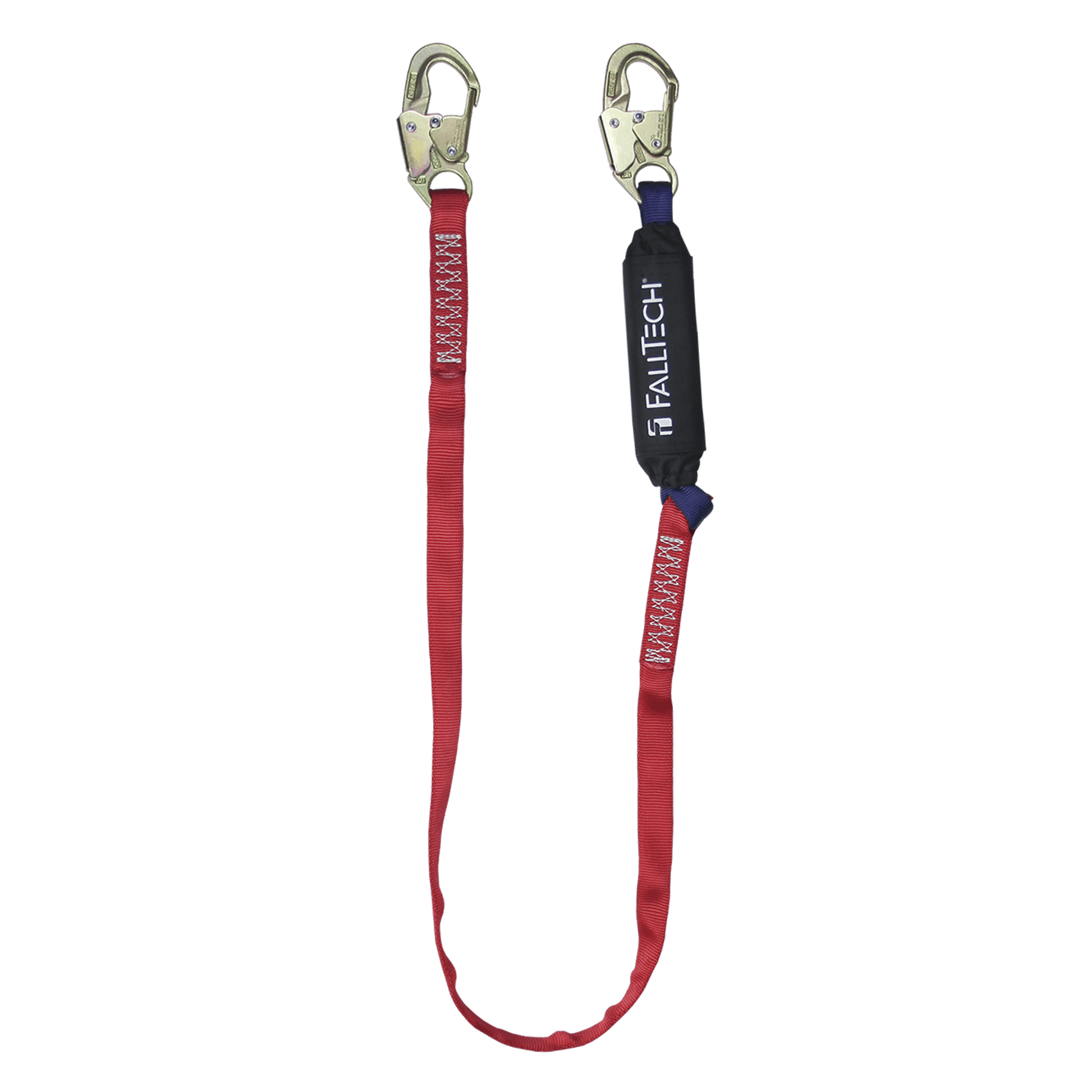 FallTech 6' Ironman 12' free fall Energy Absorbing Lanyard Single-leg with Steel Snap Hooks - 8247B