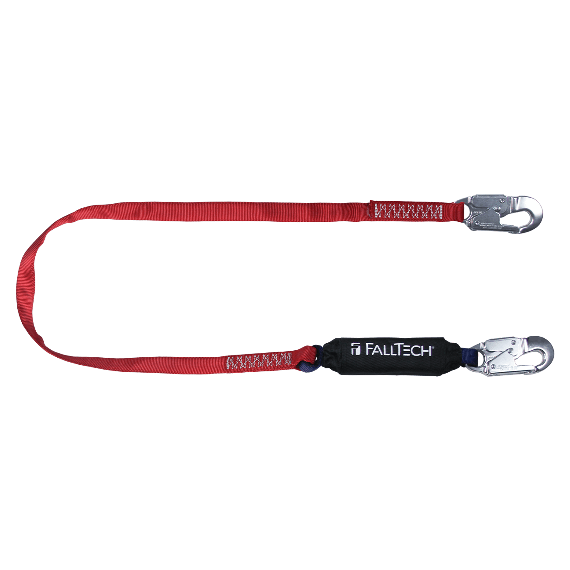 FallTech 6' Ironman 12' free fall Energy Absorbing Lanyard Single-leg with Aluminum Snap Hooks - 8247BA