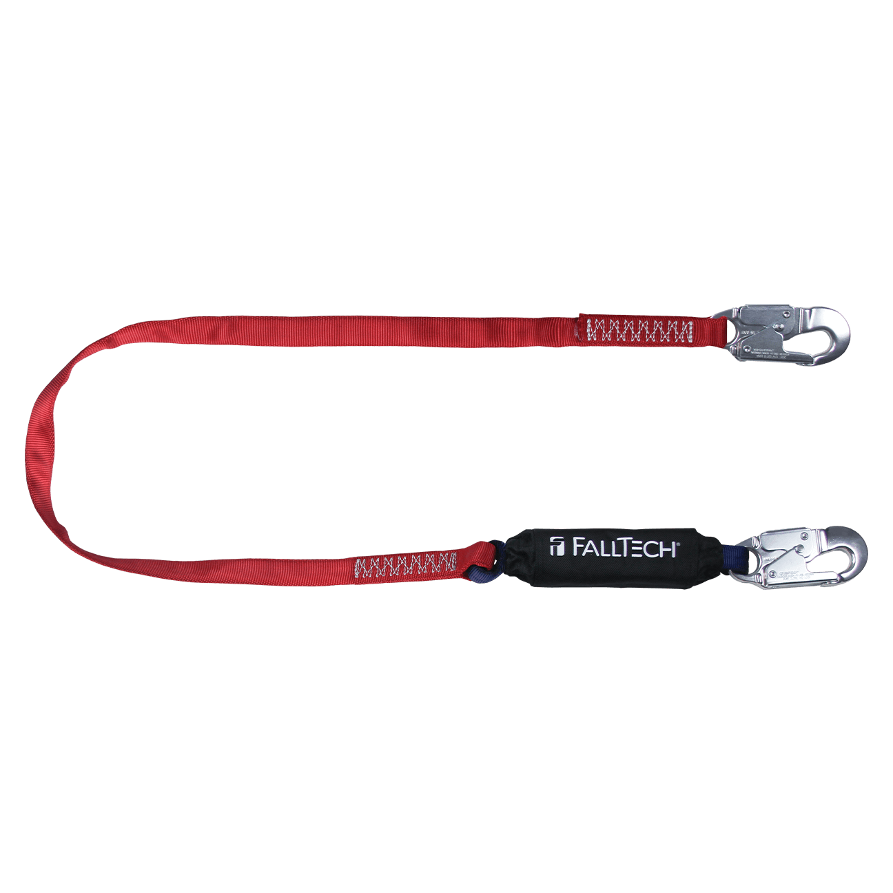 FallTech 6' Ironman 12' free fall Energy Absorbing Lanyard Single-leg with Aluminum Snap Hooks - 8247BA