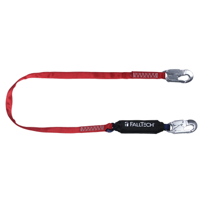 FallTech 6' Ironman 12' free fall Energy Absorbing Lanyard Single-leg with Aluminum Snap Hooks - 8247BA