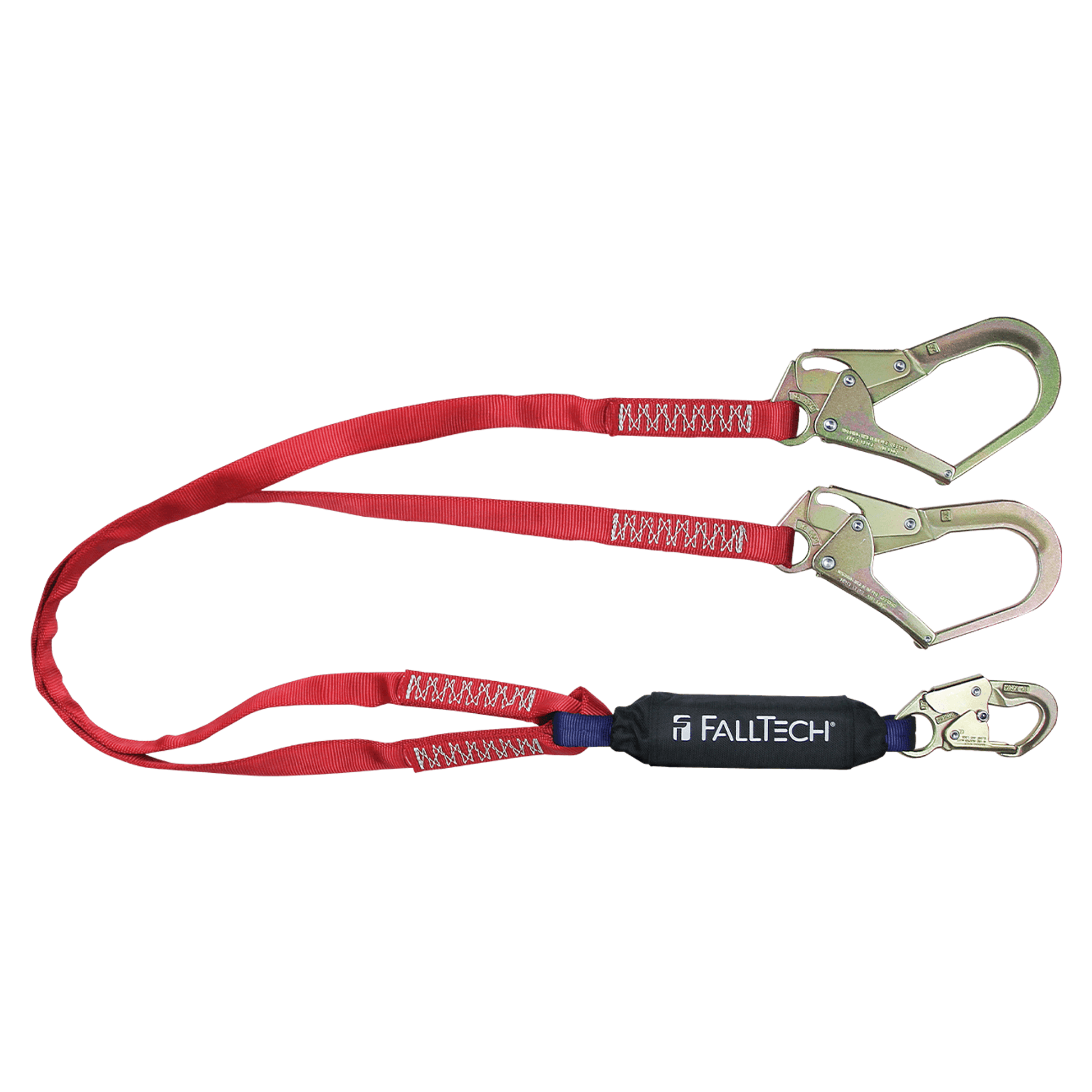 FallTech 6' Ironman 12' free fall Energy Absorbing Lanyard Double-leg with Steel Connectors - 8247BY3