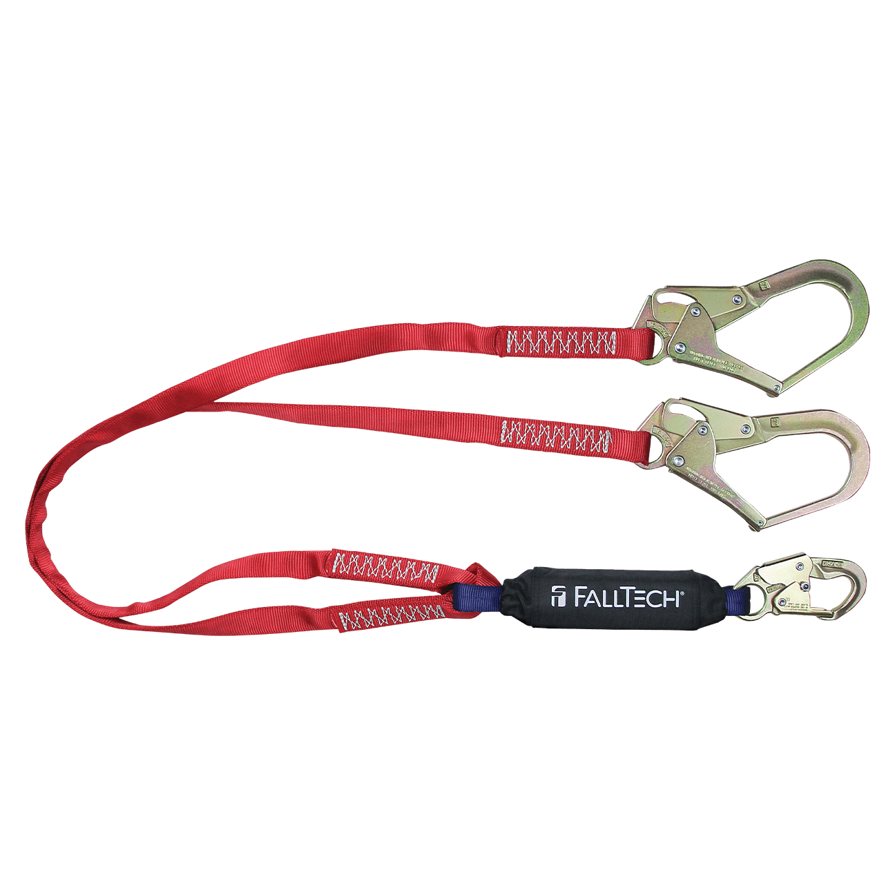 FallTech 6' Ironman 12' free fall Energy Absorbing Lanyard Double-leg with Steel Connectors - 8247BY3