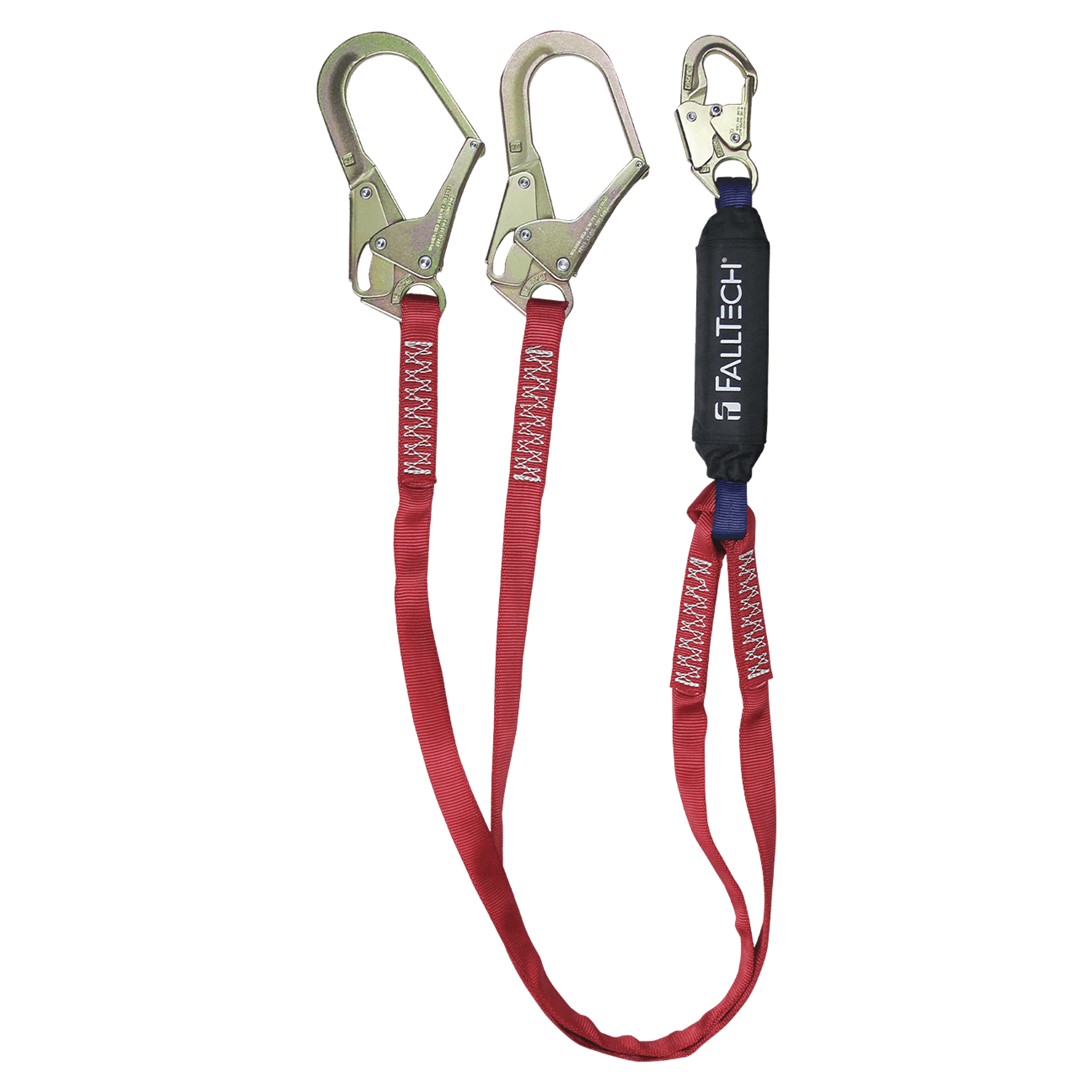 FallTech 6' Ironman 12' free fall Energy Absorbing Lanyard Double-leg with Steel Connectors - 8247BY3