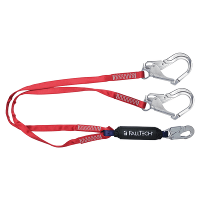 FallTech 6' Ironman 12' free fall Energy Absorbing Lanyard Double-leg with Aluminum Connectors - 8247BY3A