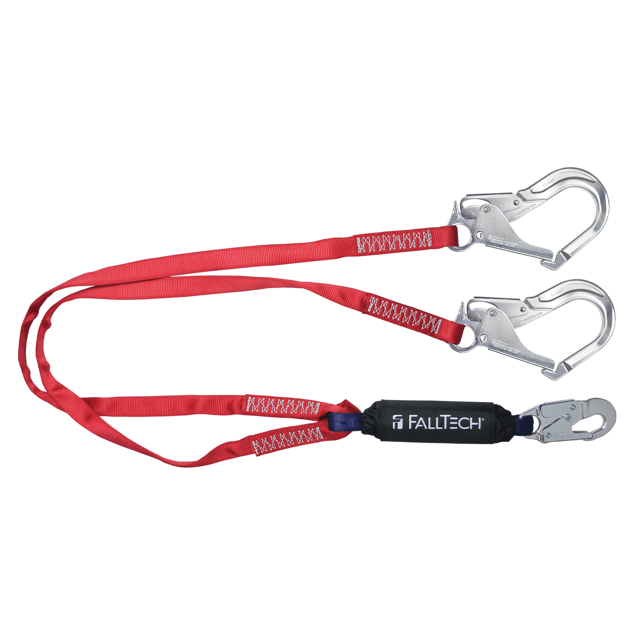FallTech 6' Ironman 12' free fall Energy Absorbing Lanyard Double-leg with Aluminum Connectors - 8247BY3A