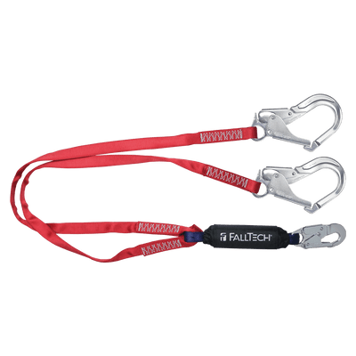 FallTech 6' Ironman 12' free fall Energy Absorbing Lanyard Double-leg with Aluminum Connectors - 8247BY3A